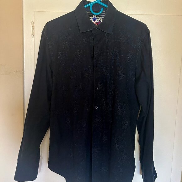 Robert Graham Navy lace pattern embroidered shirt - Picture 1 of 6